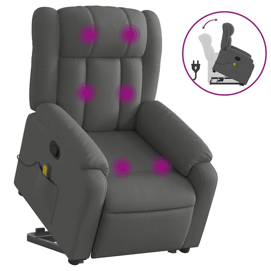 Fauteuil de massage inclinable Gris foncé Tissu - 2