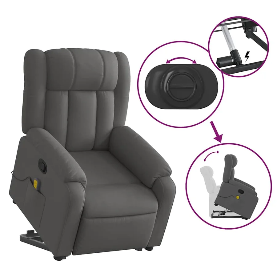 Fauteuil de massage inclinable Gris foncé Tissu - 6