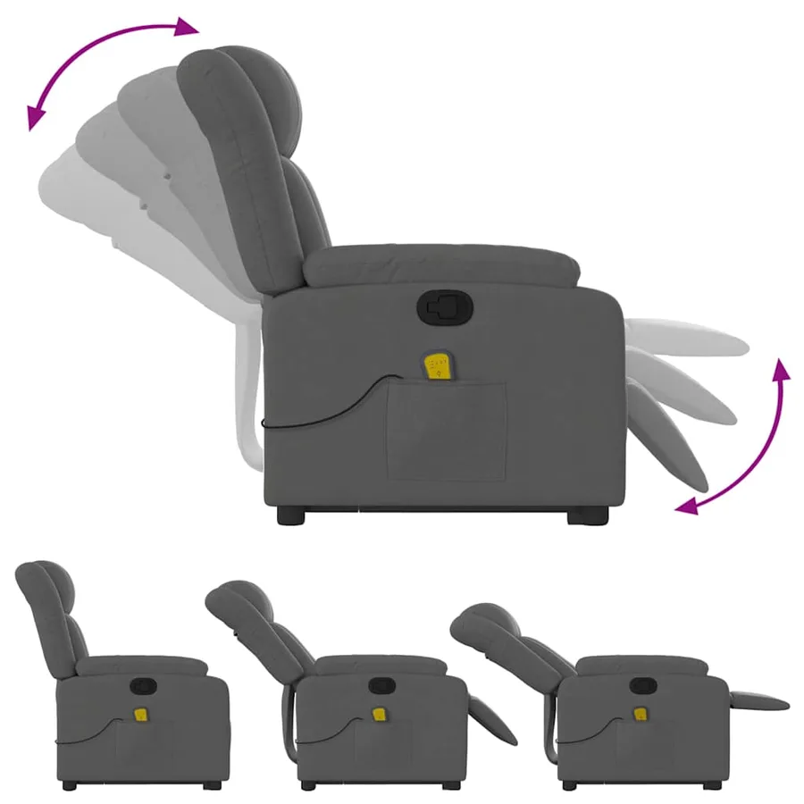 Fauteuil de massage inclinable Gris foncé Tissu - 7