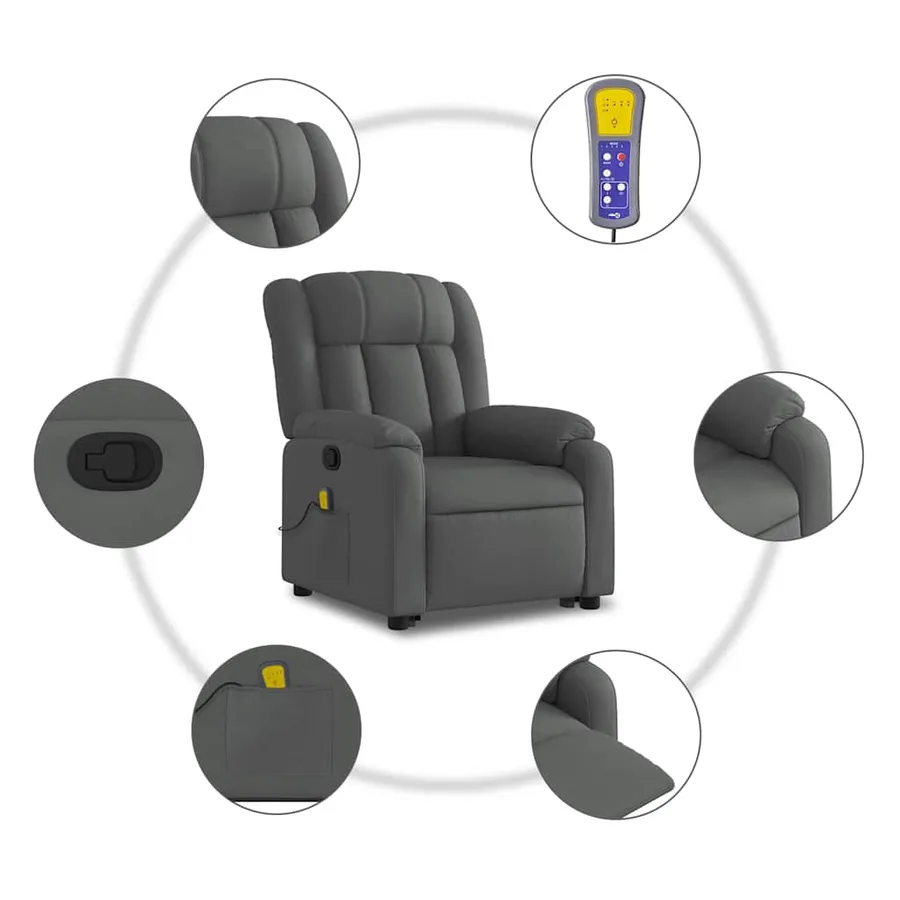 Fauteuil de massage inclinable Gris foncé Tissu - 8