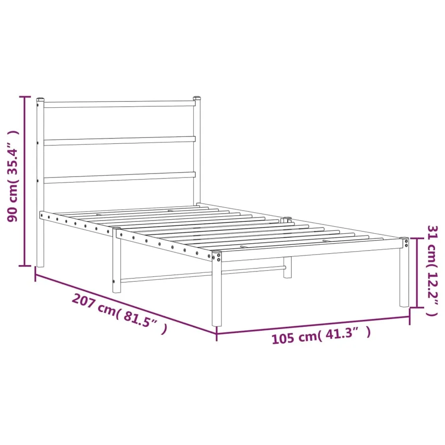 Cadre de lit métal sans matelas et tête de lit blanc 100x200 cm - 10