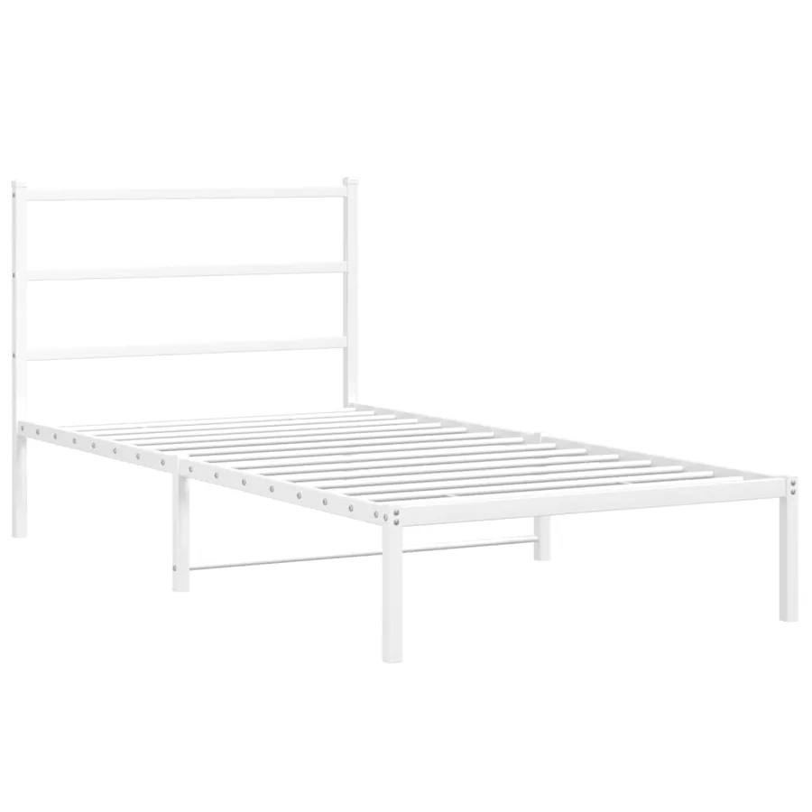 Cadre de lit métal sans matelas et tête de lit blanc 100x200 cm - 3