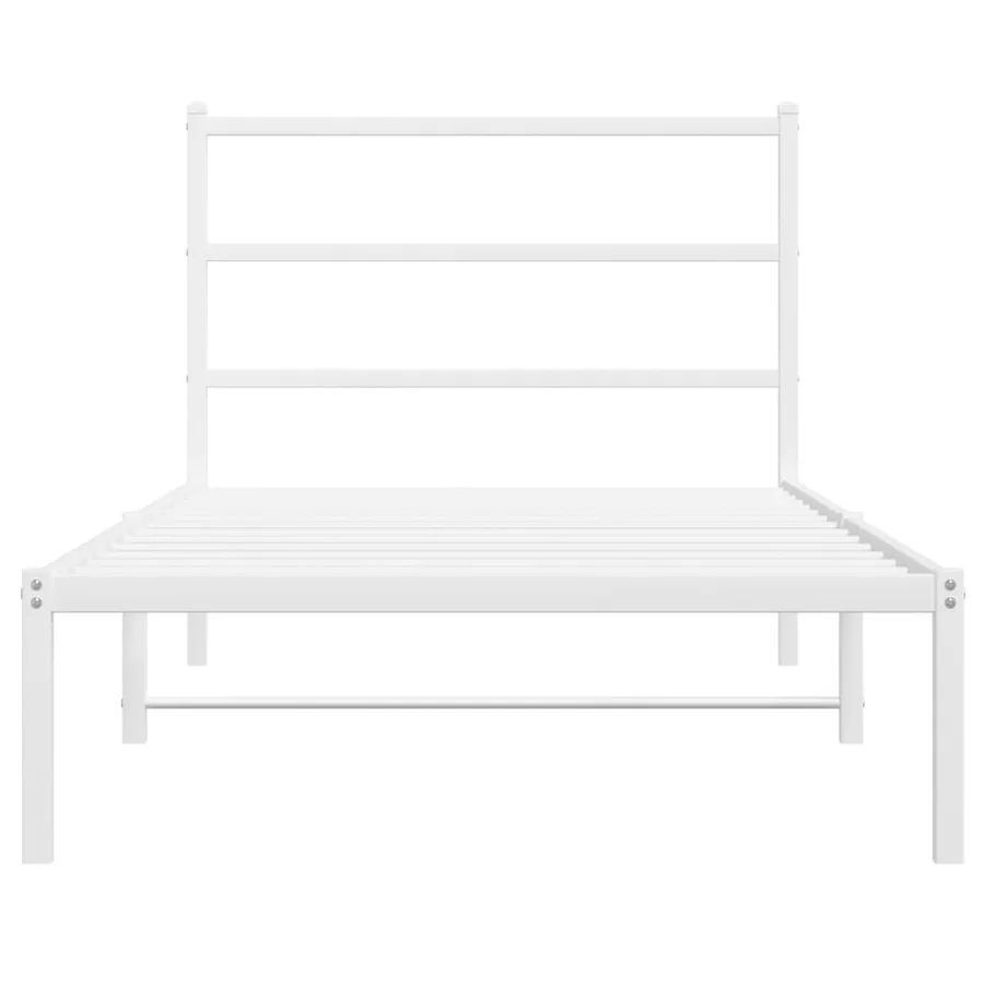Cadre de lit métal sans matelas et tête de lit blanc 100x200 cm - 5