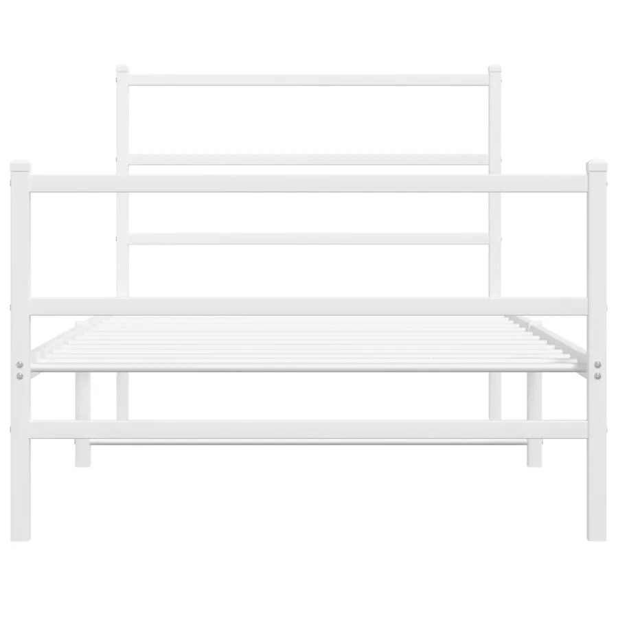 Cadre de lit métal sans matelas et pied de lit blanc 107x203 cm - 5