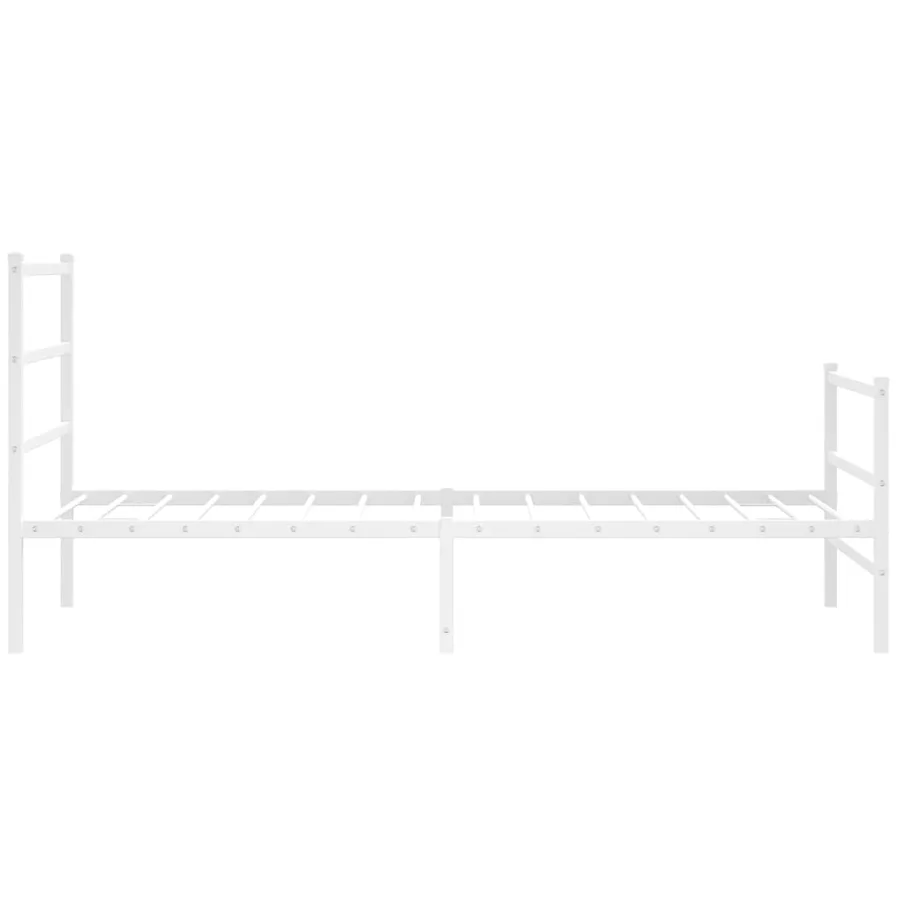 Cadre de lit métal sans matelas et pied de lit blanc 107x203 cm - 6