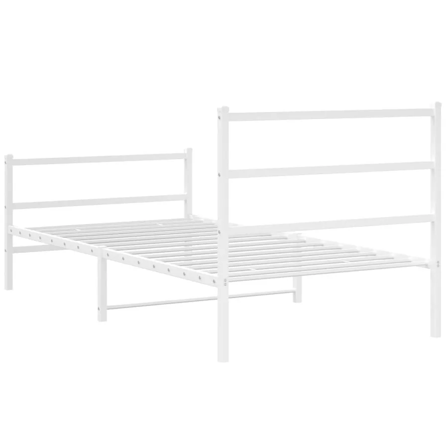 Cadre de lit métal sans matelas et pied de lit blanc 107x203 cm - 7