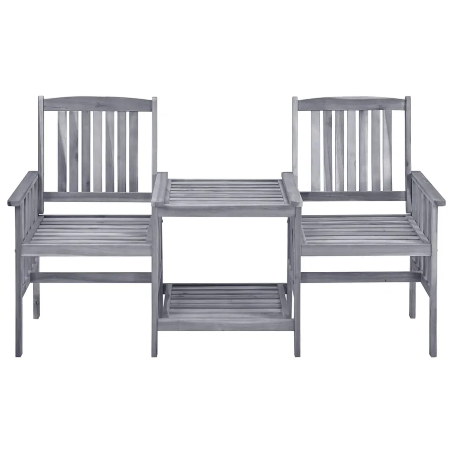 Chaises de jardin avec table à thé et coussins Acacia solide - 5