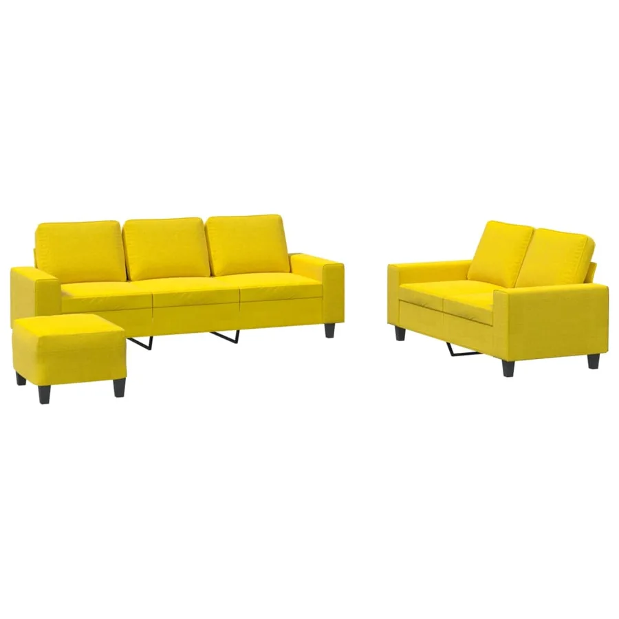 Ensemble de canapés 3 pcs jaune clair tissu - 2