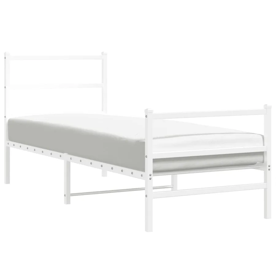 Cadre de lit métal sans matelas avec pied de lit blanc 80x200cm - 2