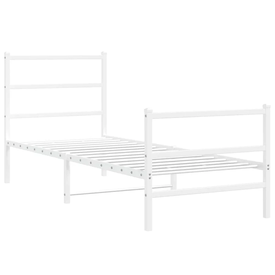 Cadre de lit métal sans matelas avec pied de lit blanc 80x200cm - 3