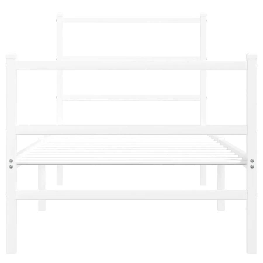 Cadre de lit métal sans matelas avec pied de lit blanc 80x200cm - 5