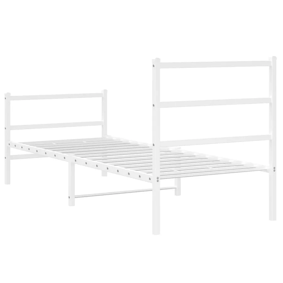 Cadre de lit métal sans matelas avec pied de lit blanc 80x200cm - 7