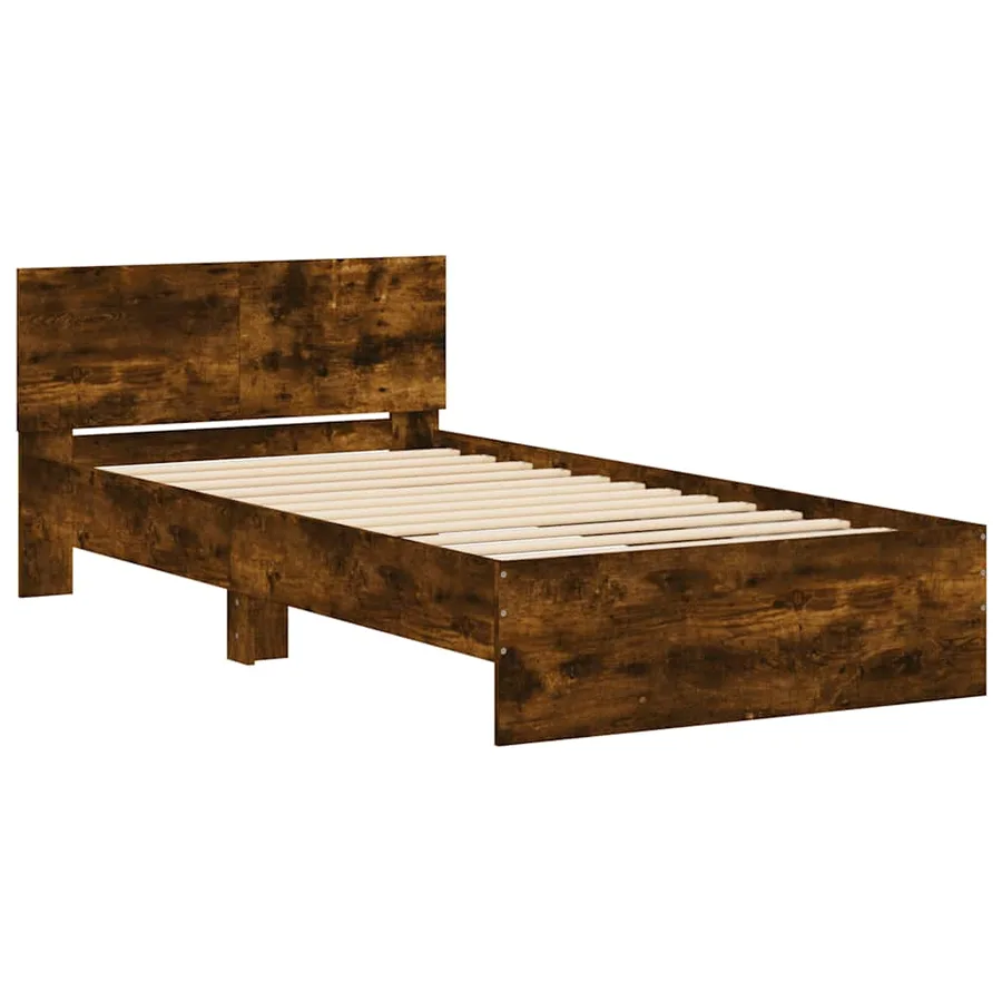Cadre de lit sans matelas avec tête de lit chêne fumé 100x200cm - 3