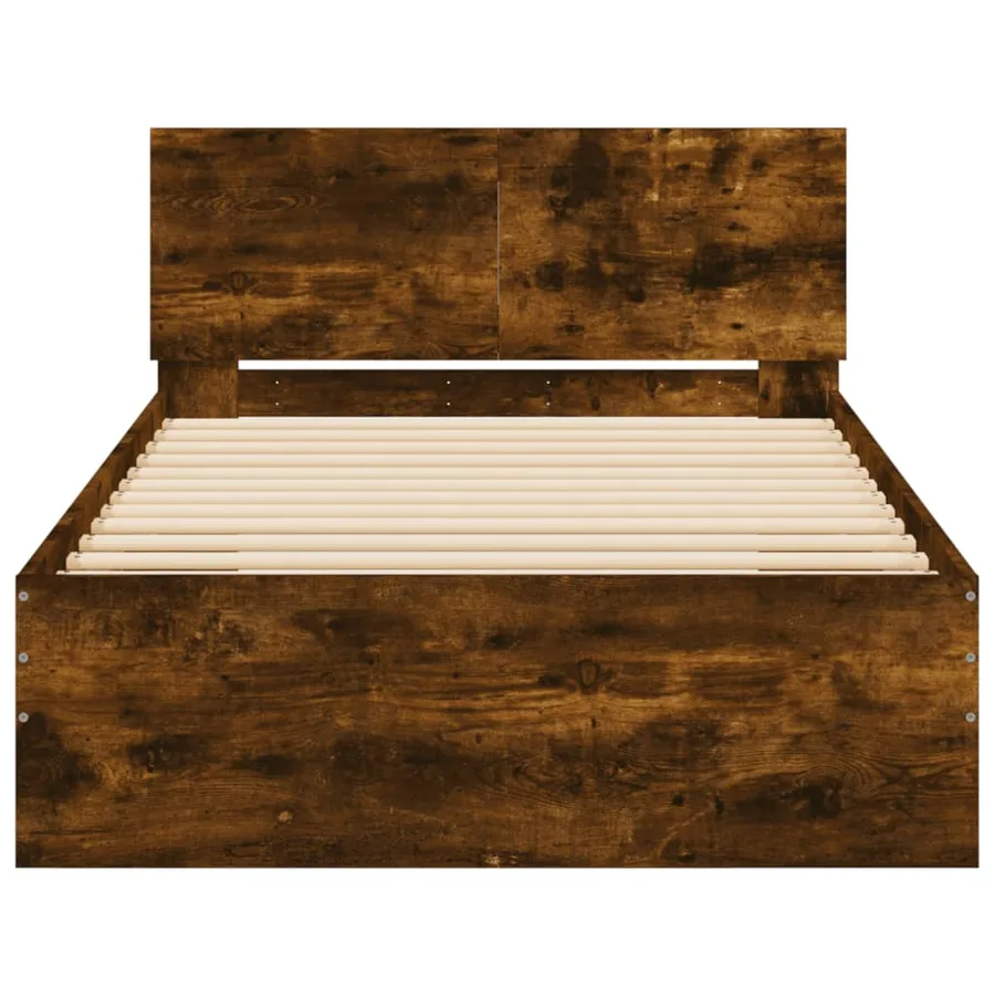 Cadre de lit sans matelas avec tête de lit chêne fumé 100x200cm - 5