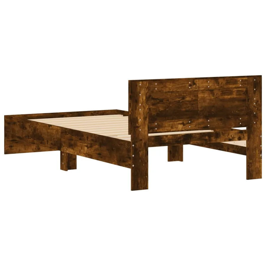 Cadre de lit sans matelas avec tête de lit chêne fumé 100x200cm - 7