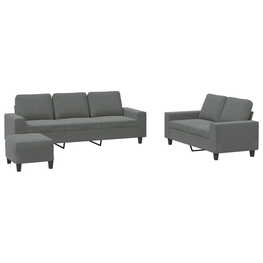 Ensemble de canapés 3 pcs gris foncé tissu - 2