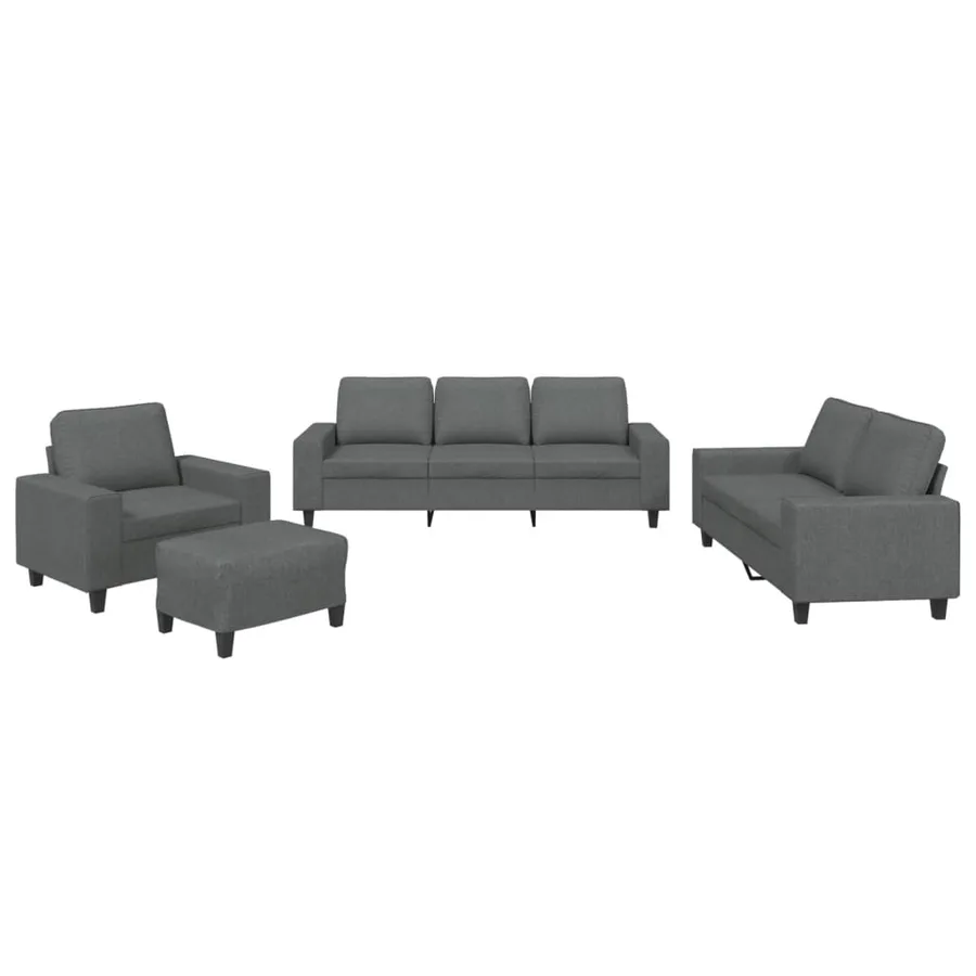Ensemble de canapés 4 pcs gris foncé tissu - 2