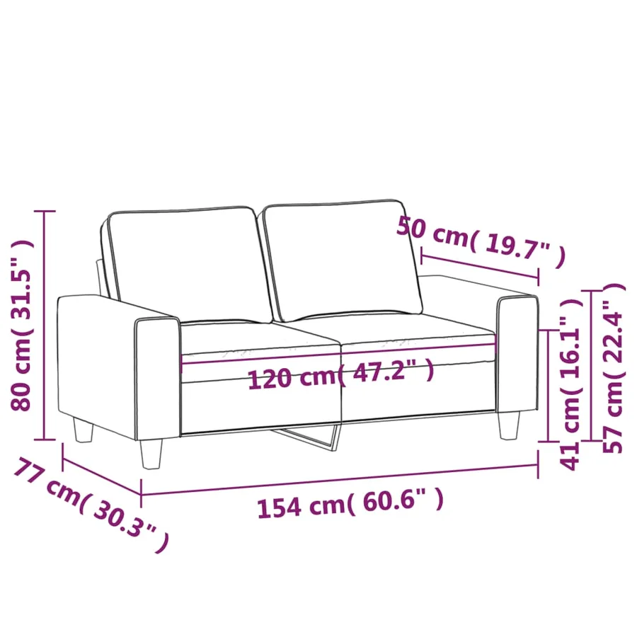 Canapé à 2 places Taupe 120 cm Tissu - 8