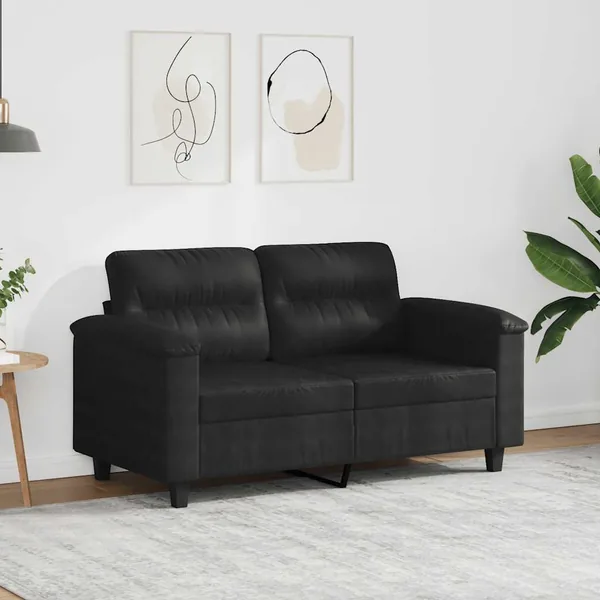 Canapé à 2 places Noir 120 cm Tissu microfibre