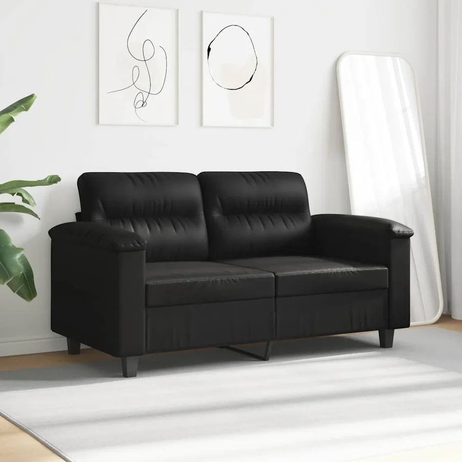 Canapé à 2 places Noir 120 cm Tissu microfibre - 3