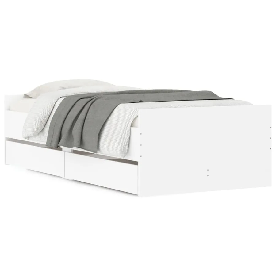 Cadre de lit avec tiroirs sans matelas blanc 90x200 cm - 2