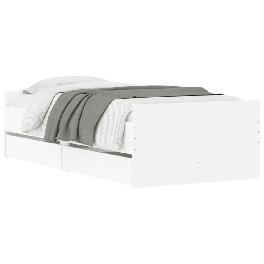 Cadre de lit avec tiroirs sans matelas blanc 90x200 cm - 3