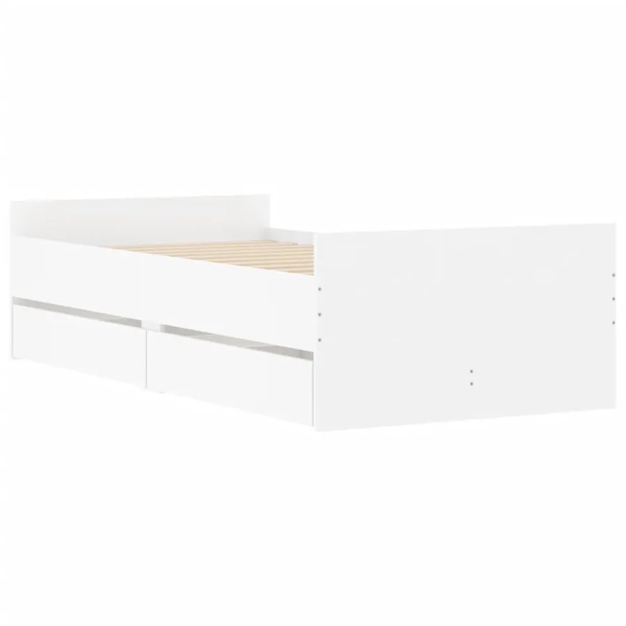 Cadre de lit avec tiroirs sans matelas blanc 90x200 cm - 4