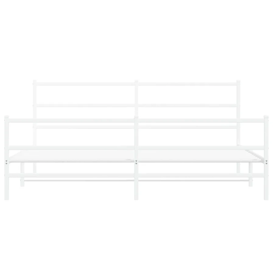 Cadre de lit métal sans matelas et pied de lit blanc 183x213 cm - 5