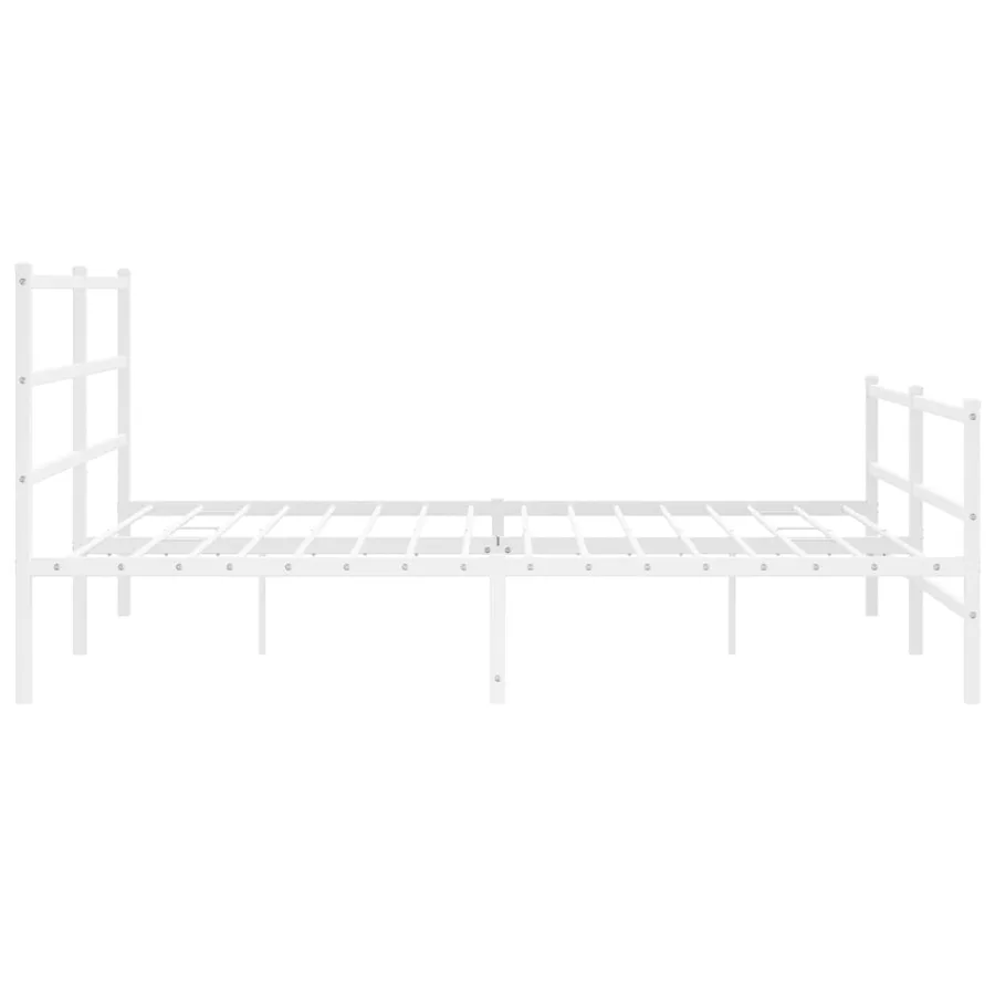 Cadre de lit métal sans matelas et pied de lit blanc 183x213 cm - 6
