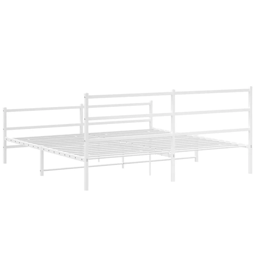 Cadre de lit métal sans matelas et pied de lit blanc 183x213 cm - 7