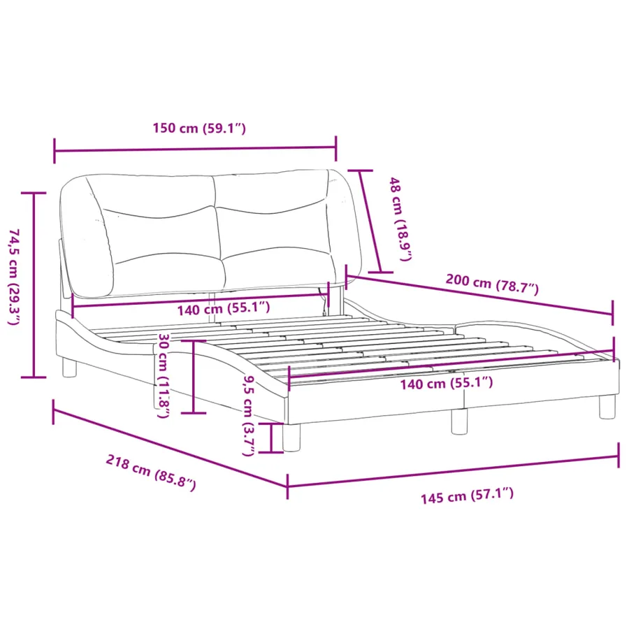 Cadre de lit avec LED sans matelas Hvar blanc et noir 140x200 cm - 17