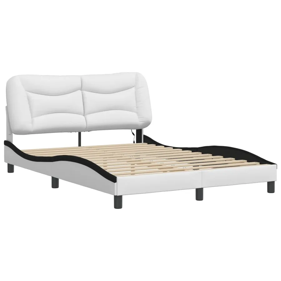Cadre de lit avec LED sans matelas Hvar blanc et noir 140x200 cm - 3