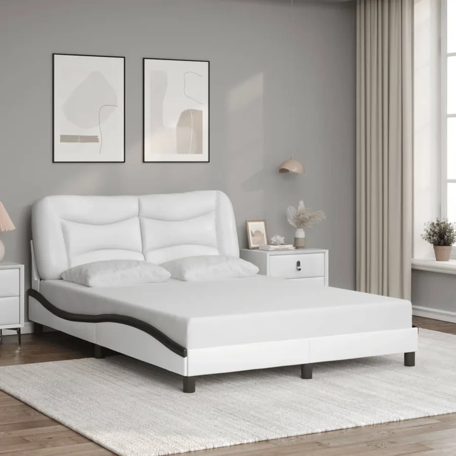 Cadre de lit avec LED sans matelas Hvar blanc et noir 140x200 cm - 4