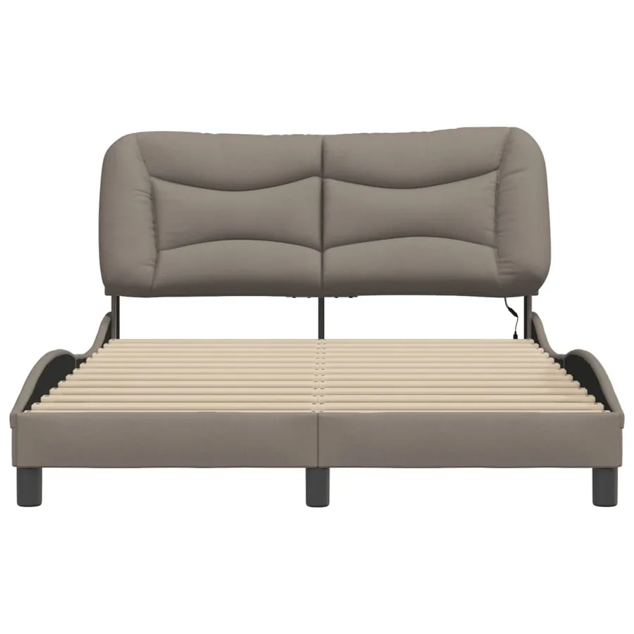 Cadre de lit avec LED sans matelas Hvar taupe 140x200 cm tissu - 6