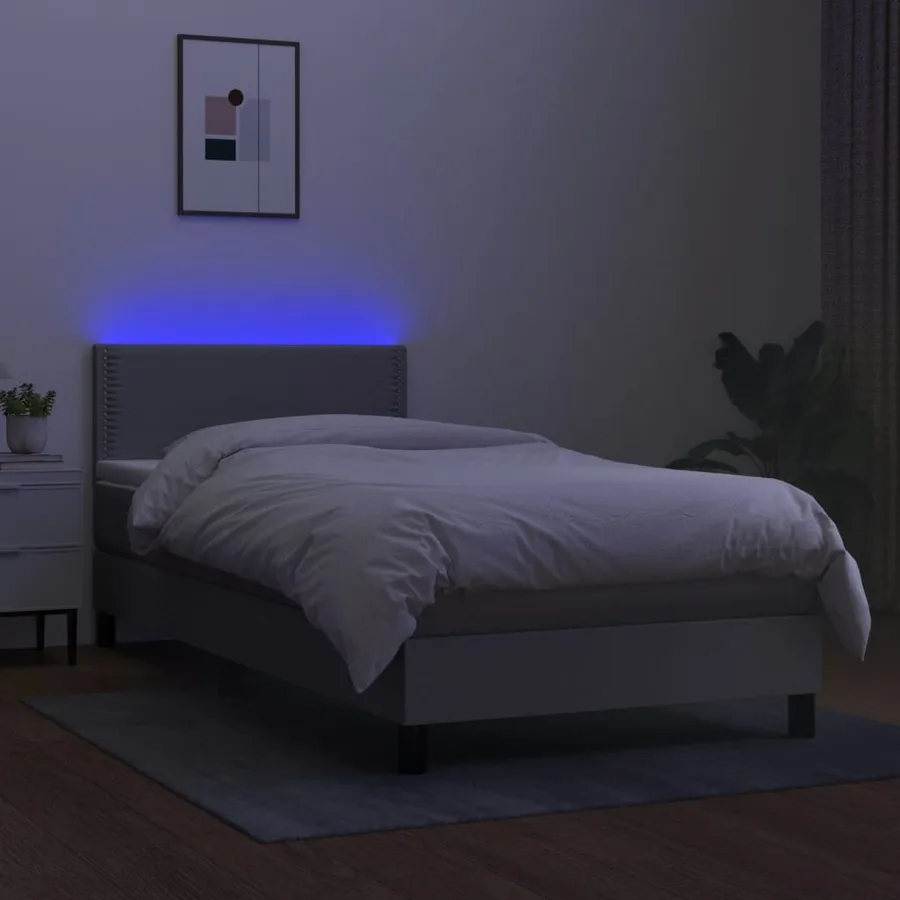 Sommier à lattes de lit avec matelas et LED Gris clair 80x200cm - 4