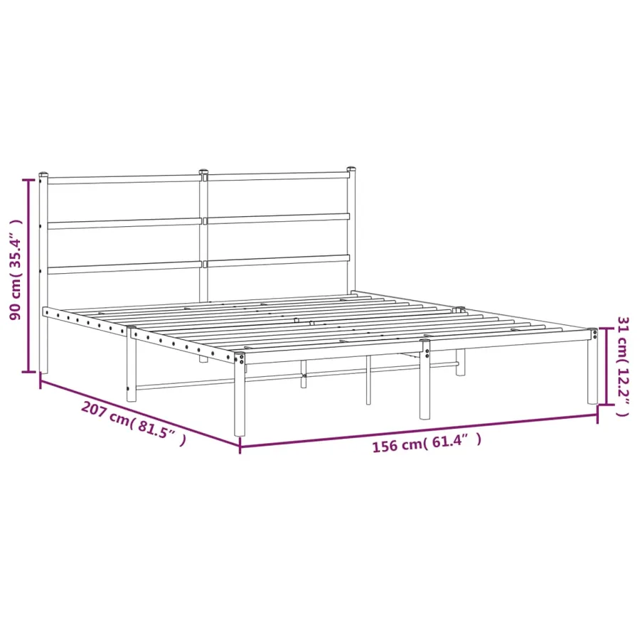 Cadre de lit métal sans matelas et tête de lit blanc 150x200 cm - 10
