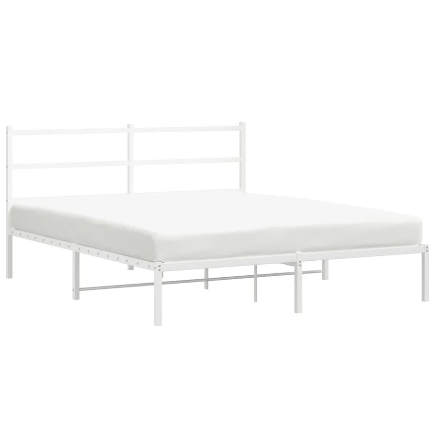 Cadre de lit métal sans matelas et tête de lit blanc 150x200 cm - 2