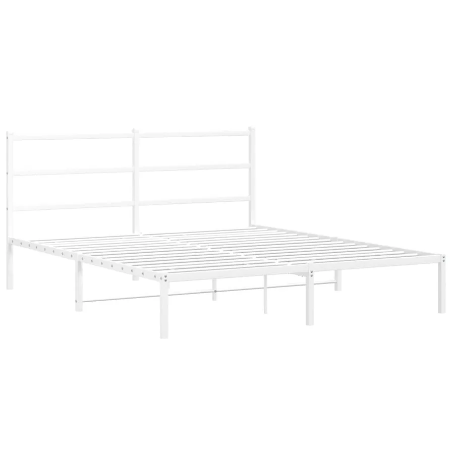 Cadre de lit métal sans matelas et tête de lit blanc 150x200 cm - 3
