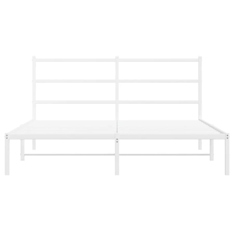Cadre de lit métal sans matelas et tête de lit blanc 150x200 cm - 5