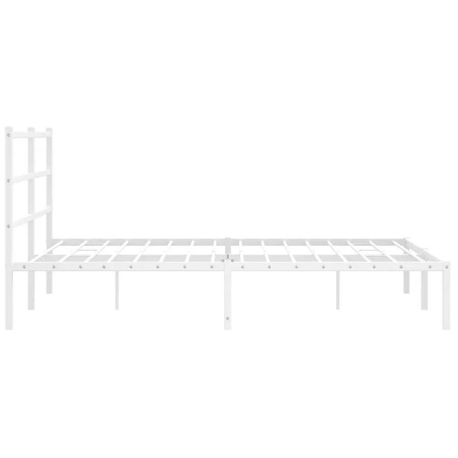 Cadre de lit métal sans matelas et tête de lit blanc 150x200 cm - 6