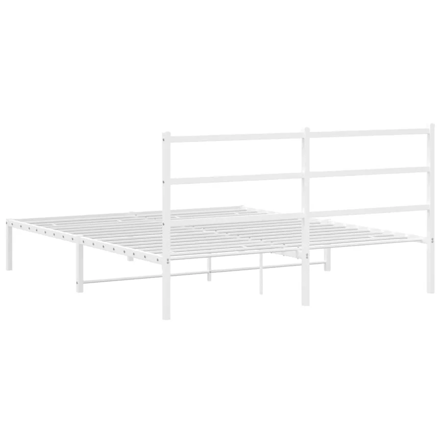 Cadre de lit métal sans matelas et tête de lit blanc 150x200 cm - 7
