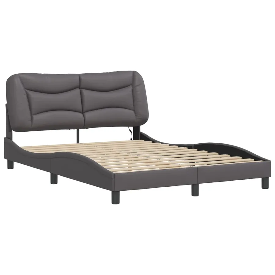 Cadre de lit avec LED sans matelas Hvar gris 140x200 cm - 3