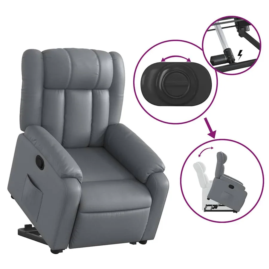 Fauteuil inclinable Gris Similicuir - 6
