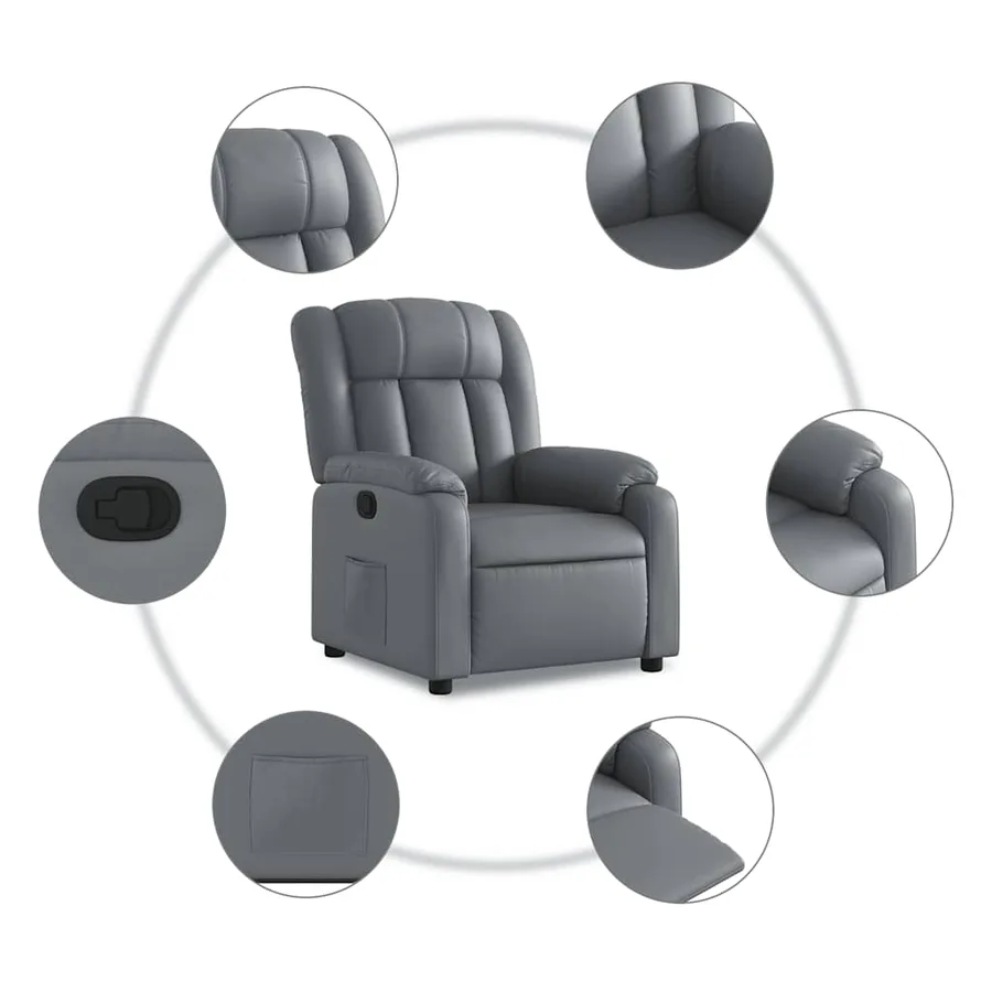 Fauteuil inclinable Gris Similicuir - 8