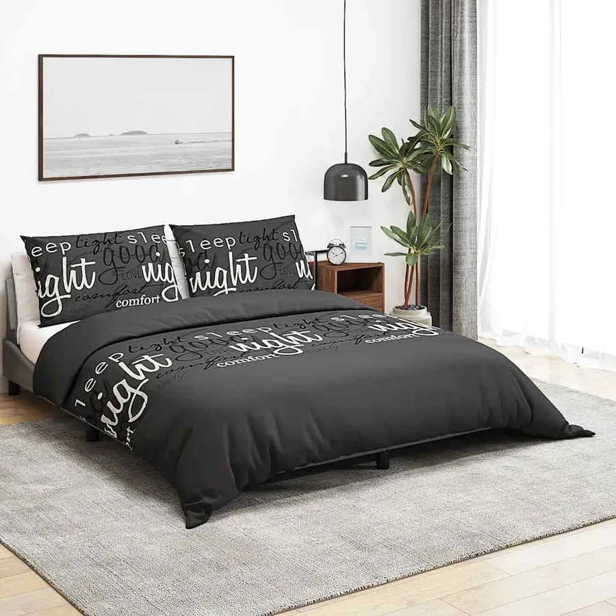 Ensemble de housse de couette Noir 260x220 cm Coton