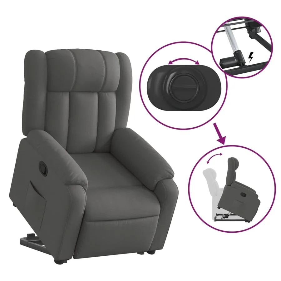 Fauteuil inclinable Gris foncé Tissu - 6