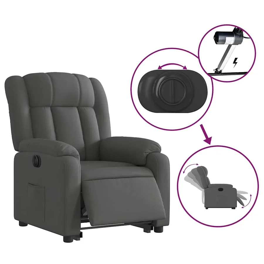 Fauteuil inclinable électrique gris foncé tissu - 6