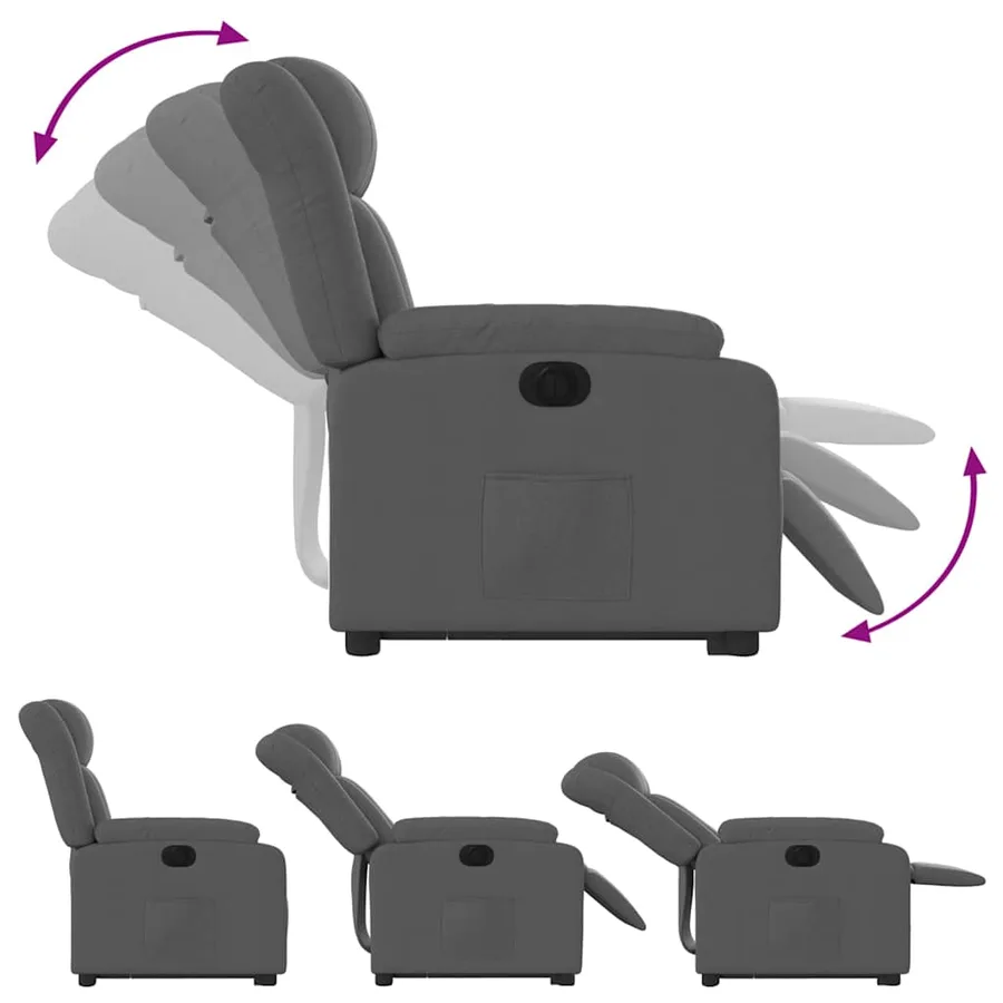 Fauteuil inclinable électrique gris foncé tissu - 7