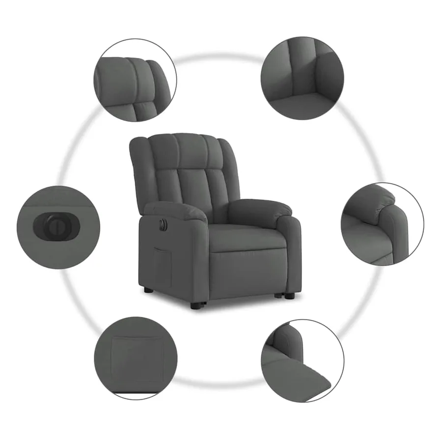 Fauteuil inclinable électrique gris foncé tissu - 8