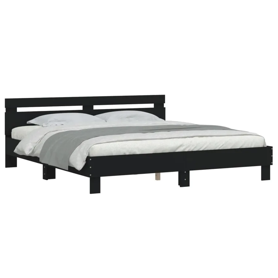 Cadre de lit avec LED sans matelas noir 180x200 cm - 3